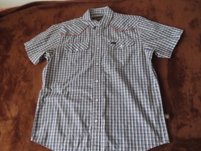 Howler Brothers H Bar B Pearl Snap Shirt size S Plaid Short Sleeve