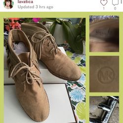 Michael Kors canvas leather moccasin boots sz 10