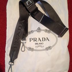 Pre-owned Black Prada Shoulder Strap; Black Nylon Canvas