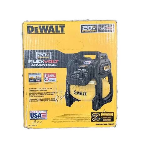 DEWALT DCC2520B 20V MAX 2-1/2-Gal Cordless Air Compressor TOOL ONLY