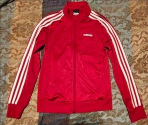 Boy's Red Adidas Zip Up Track Jacket Size XS (Fits Kids Size 8-10)