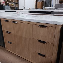 48" Solid Wood Fluted Bath Vanity With Top & Sink For $1050