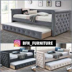 Twin Twin Grey Daybed With Ortho Mattresses Included!
