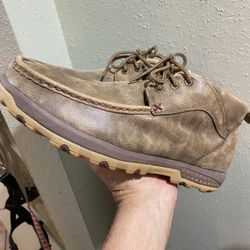 TWISTED X MEN'S BOMBER BROWN MOC TOE CHUKKA DRIVING CASUAL SHOES Size 9 1/2  Like new 