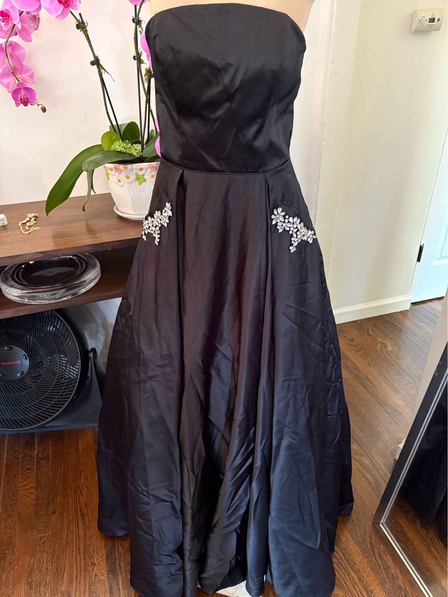 Black satin prom dress