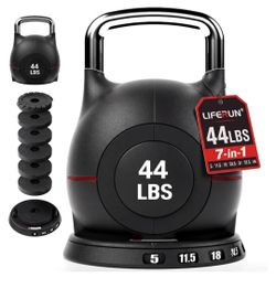 Kettlebell, 22.5/44 LB Kettlebell with 7 Weight Levels
Quick-Change Dial & Secure Lock, Compact Design, Full-Body Strength Training Equipment for Men/