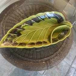 Vintage Leaf Design Ceramic Tray