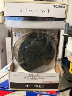 Allen+Roth Lillian 4-Spray Brushed Gold 5.91-in Round Filtered Shower Head 1.8 GPM