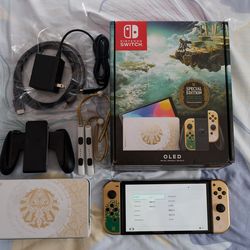 Nintendo Switch OLED Zelda TOTK Edition Bundle + 128GB SD + Ring Fit