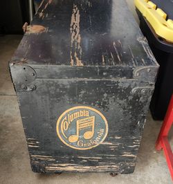Vintage Columbia Grafonola Wooden Box with the Columbia Records Logo on Sides