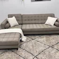 Gray Tufted Sectional Couch - FREE DELIVERY 