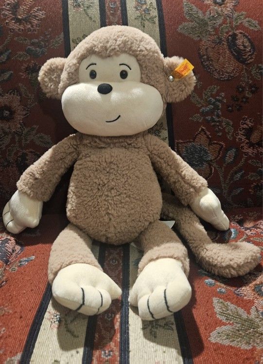 NWT STEIFF " BROWNIE AFFE " THE TAN MONKEY  PLUSH ANIMAL TOY