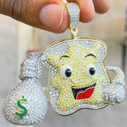 Toast Money Bag Pendant With Cubin Chain