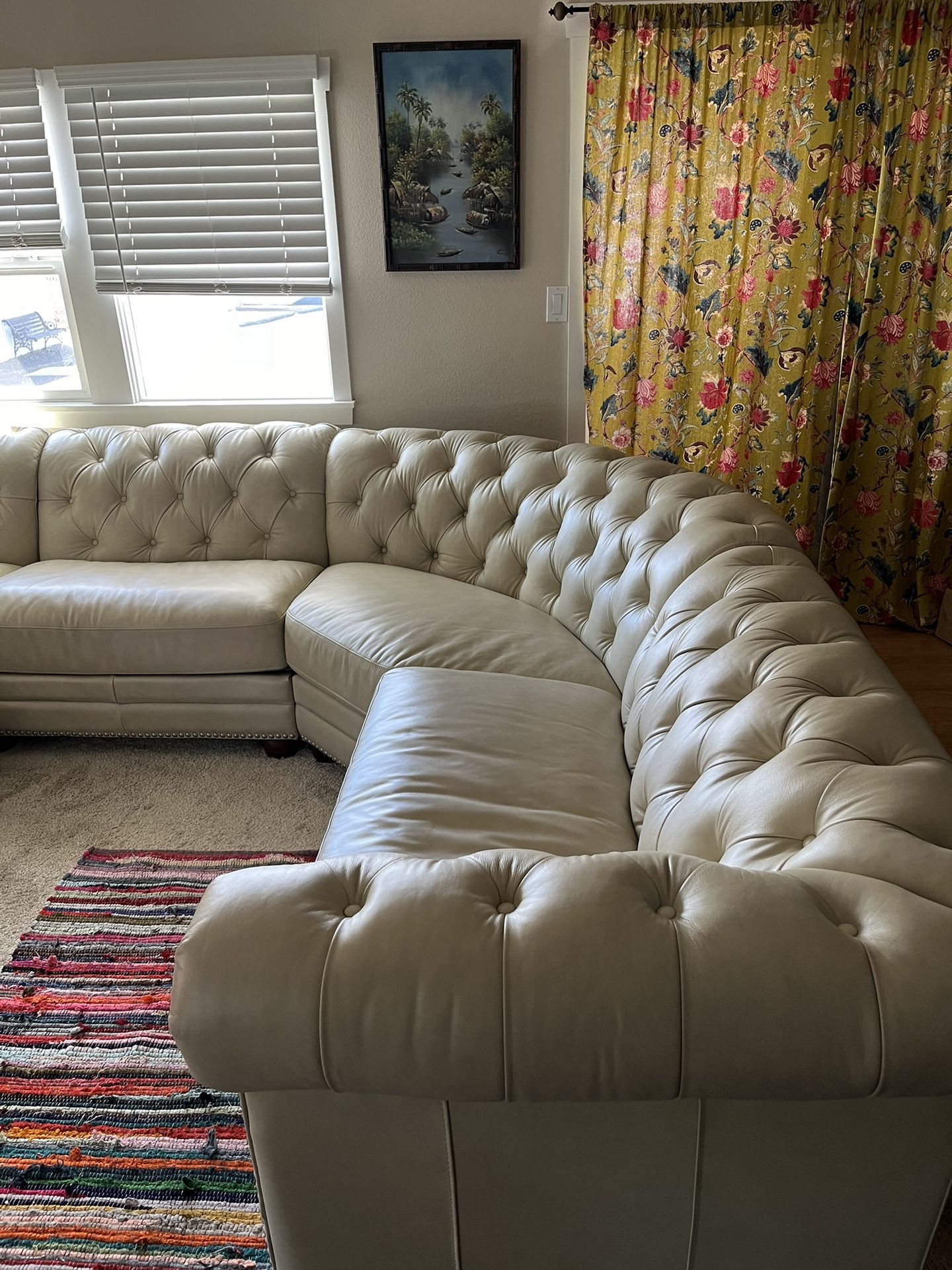 Gorgeous Studded Detail Leather Sectional & Electric Recliner BOTH $1000