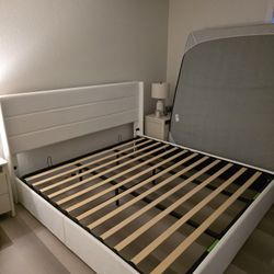 White King Bed Frame With Storage