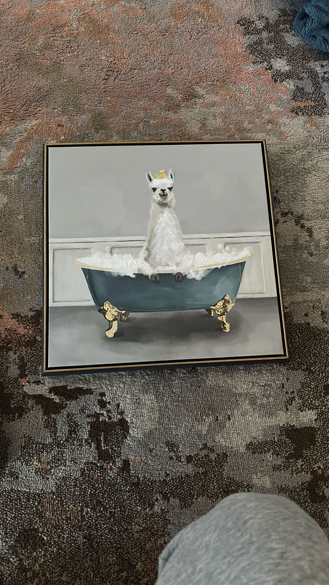 Llama And Ducky Bathroom Tub Canvas Frame 15” X 14.75”