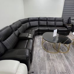 Power Recliner Sectional with Bluetooth Speaker and LED Lights 
