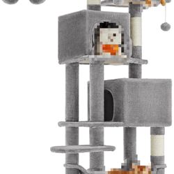 Cat Tree, 61-Inch Cat Tower for Indoor Cats, Plush Multi-Level Cat Condo with 5 Scratching Posts, 2