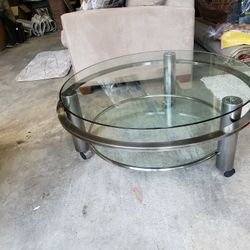38" DIA  Satin Chrome  Cocktail Table 