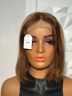 10 Inch 4/27/30 Brown Auburn Honey Blonde Bob Wig 100% Human Hair 5x5 Closure  Refresh your look with this 10 Inch 100% Human Hair Bob Wig featuring a