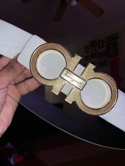 White Ferragamo Belt