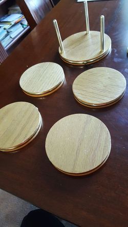 Beautiful gold plated wooden glass placemats