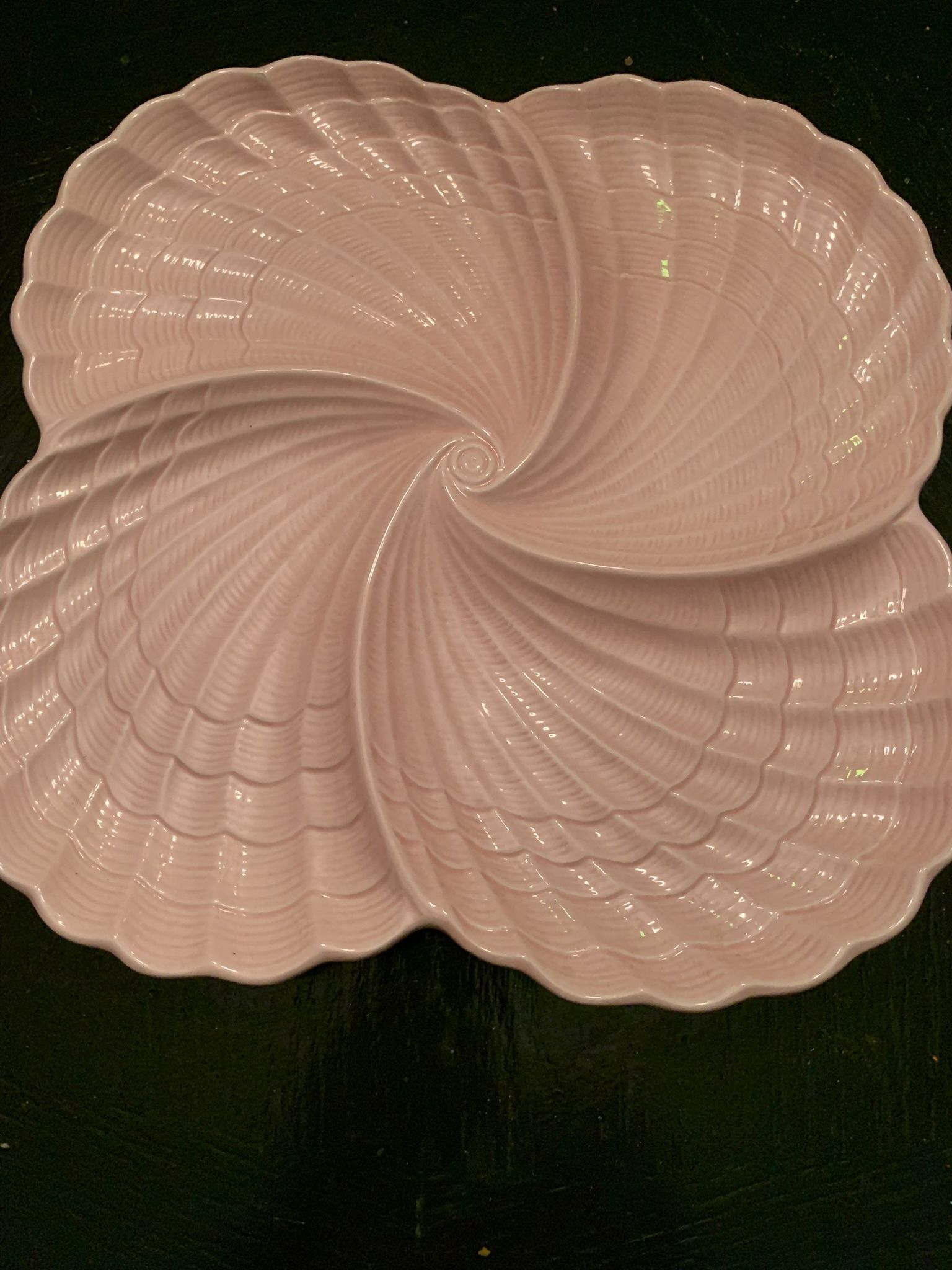 Vintage Pink Shell Ceramic Platter Shafford Original