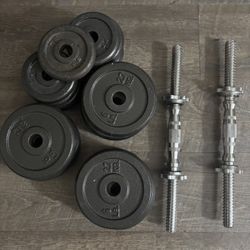 Adjustable Dumbbell Set w/ Bars – Cast Iron Plates