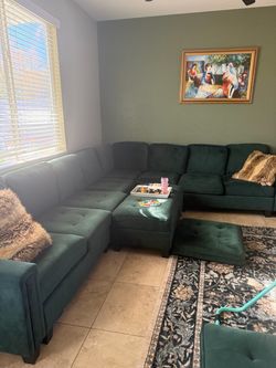 Green sectional couch