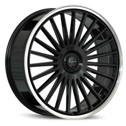 22″ KOKO KUTURE WHEELS PARLATO GLOSS BLACK POLISHED LIP FINISH FLOW FORMED RIMS