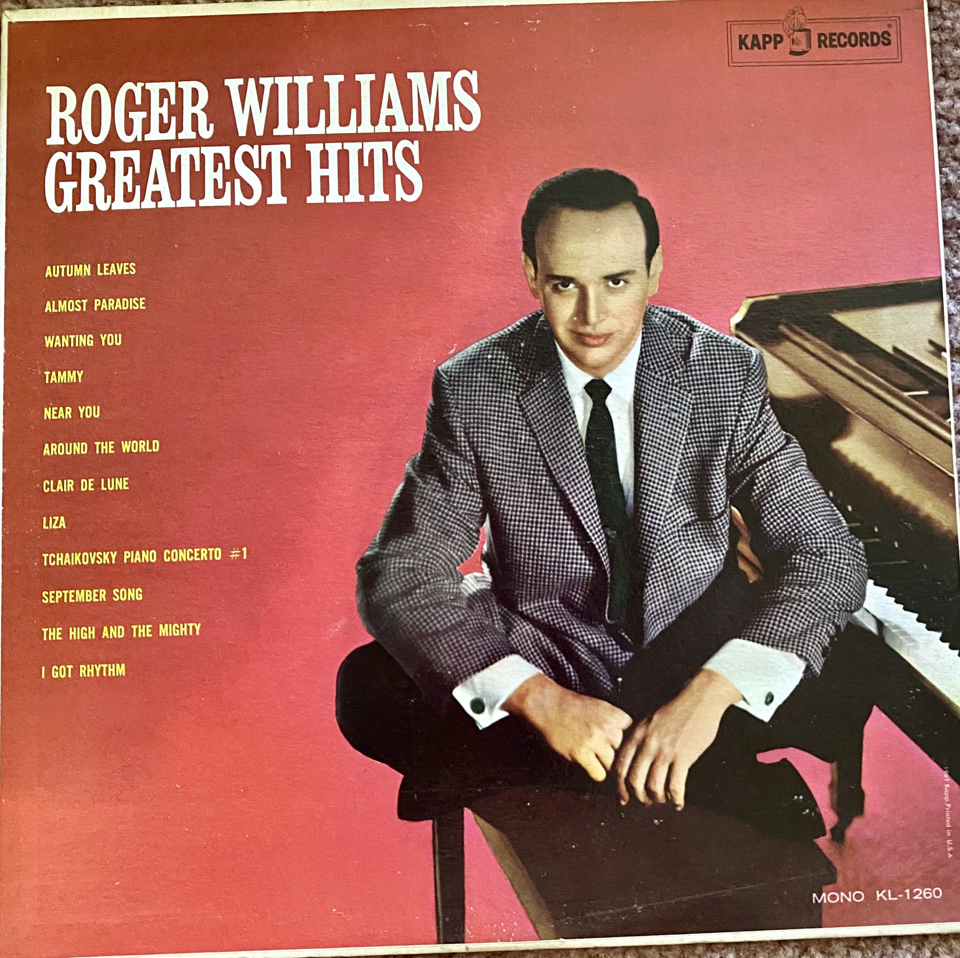 Roger Williams “Greatest Hits” Vinyl Album $12