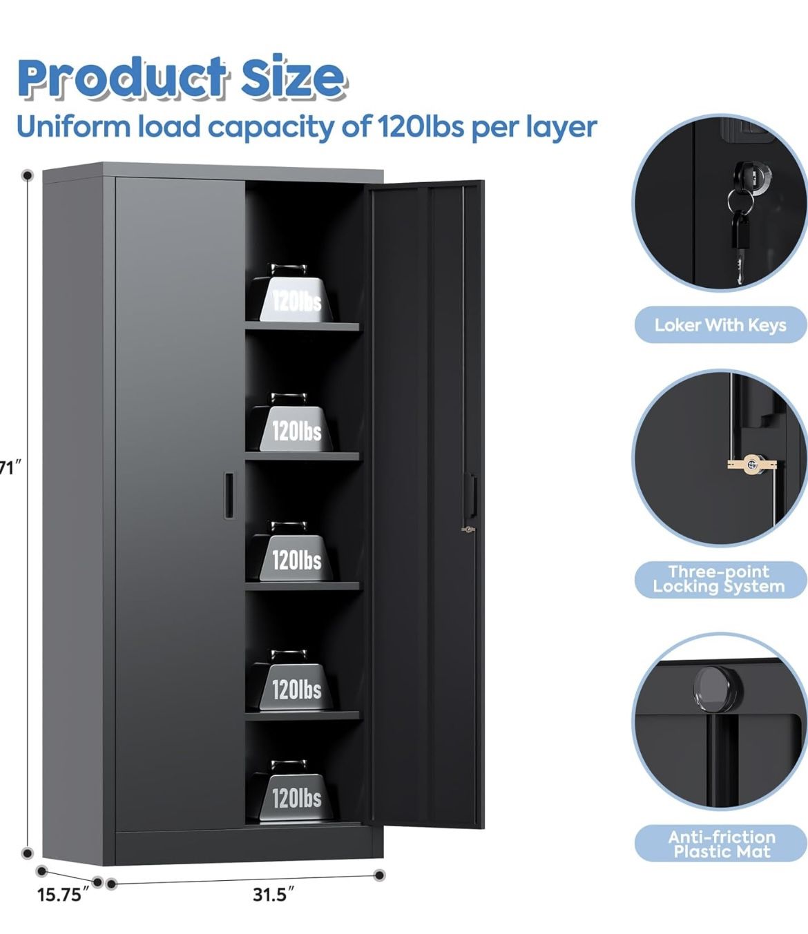 Metal Large Filing Cabinet, 71” Tall, NIB