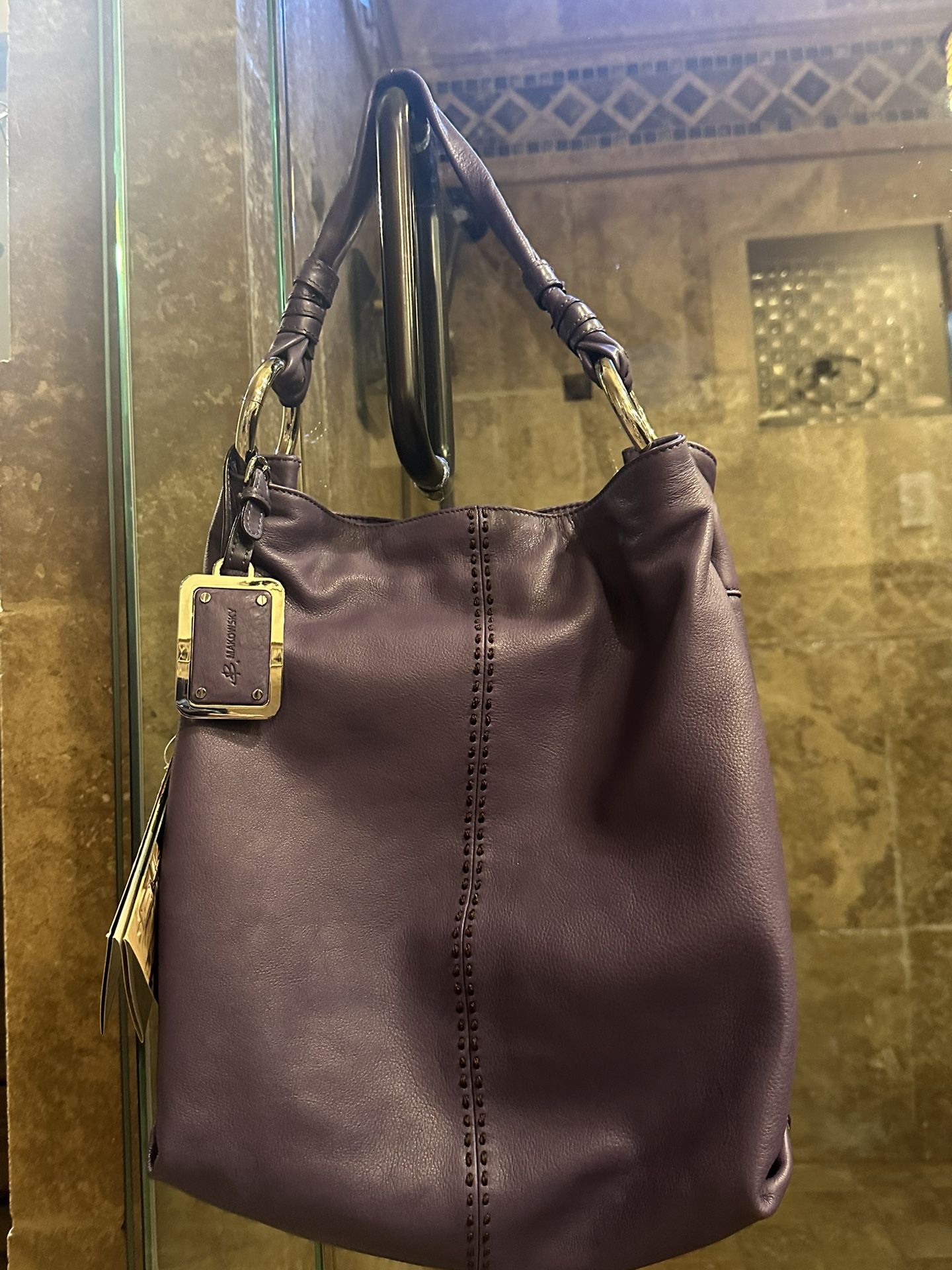 B. Makowsky Purple Leather Bag Purse **BRAND NEW**