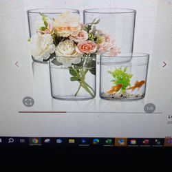 4 Piece Glass Culinder Vase Tall Floating Candle Holders Centerpiece Vases Clear