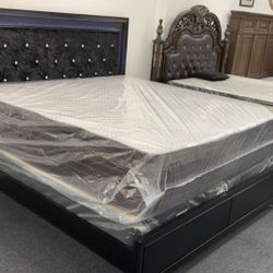 Black Soft Tufted With LED Lights Bed $799.99