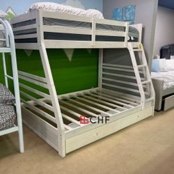 Twin Over Full Bunk Bed With 2 Storage Drawer  // Black Friday Sale 