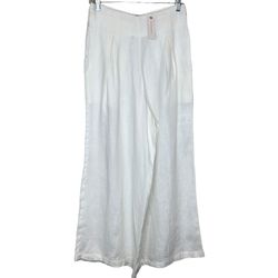 Faithfull The Brand White Linen High Waisted  Pants Size S