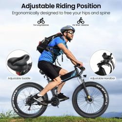Fat Tire Electric Mountain Bike With Lithium Ion Battery FOLDABLE . 3 Colors In Stock 