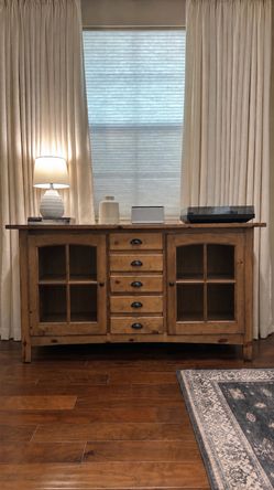 Rustic Wood Sideboard / Media Console / Buffet Cabinet with Glass Doors