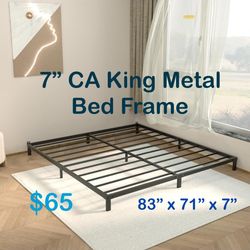 CA King 7” Heavy Duty Low Bed Frame, 7-Inch Metal California King Size Bed Frame, No Box Spring Needed, Easy Assembly, Black, Mattress Not Included