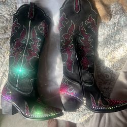 Black Bling Sparkly Boots 7.5