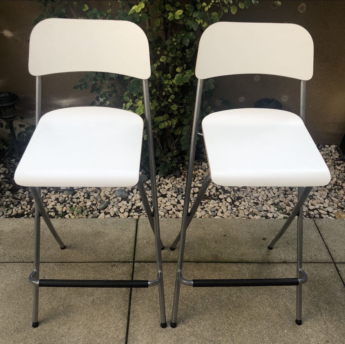 2 FRANKLIN IKEA Bar stools with backrest, foldable, Off white 29” Inches