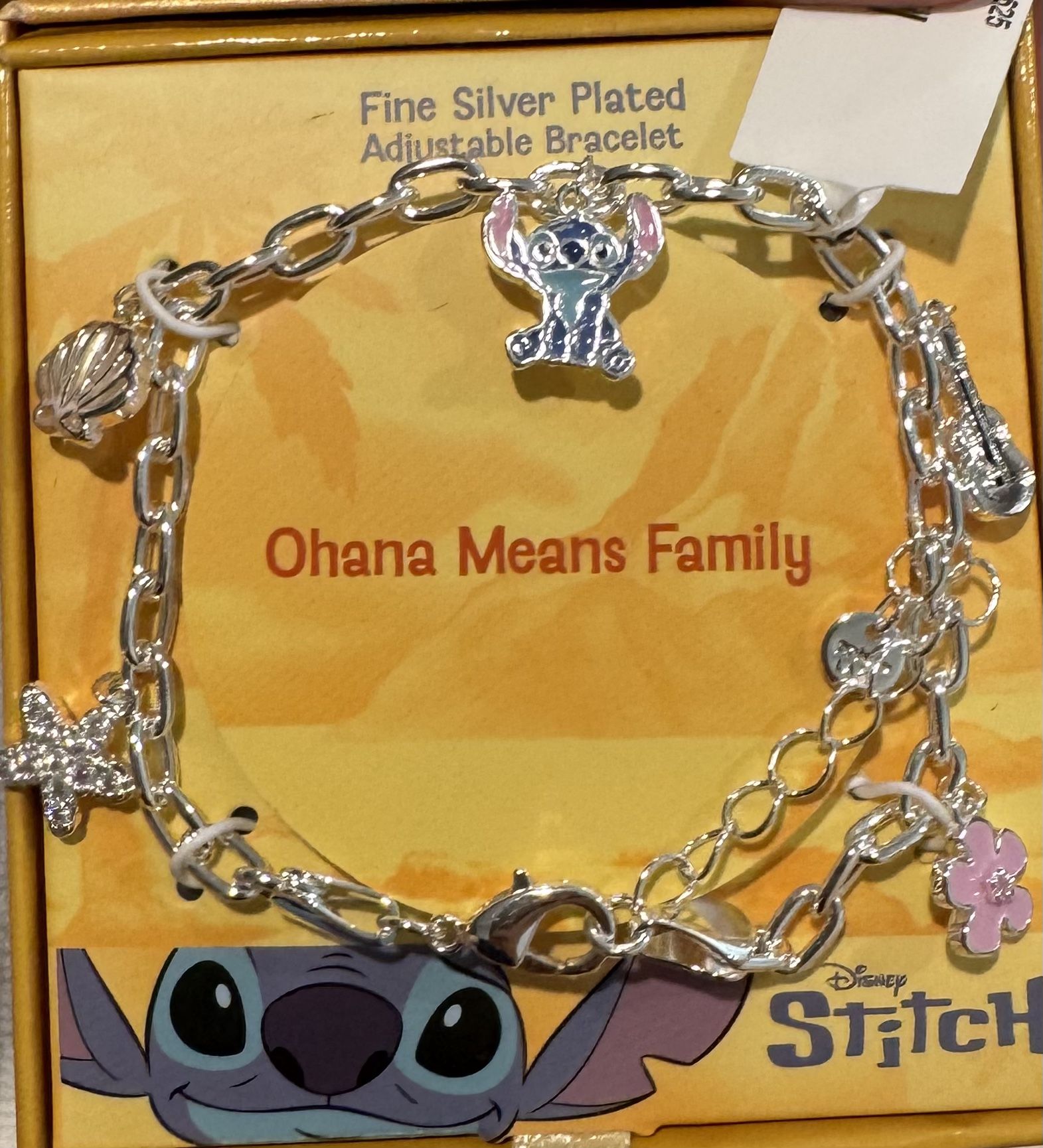 Disney Stitch Silver Plated Adjustable Charm Bracelet
