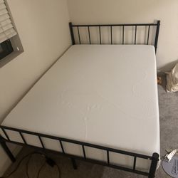 Full Size Metal Bed Frame + Memory Foam Mattress