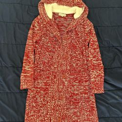 Red cardigan