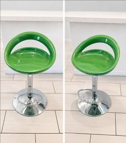 Set of 2 Green Adjustable Bar Stools – Used, Priced Low