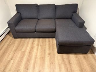 Crate & Barrel Dark Blue Sleeper Sectional Sofa with Storage