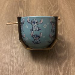 Stitch Ceramic Bowl with Chopsticks 
