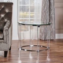 Round Side Table Glass And Chrome
