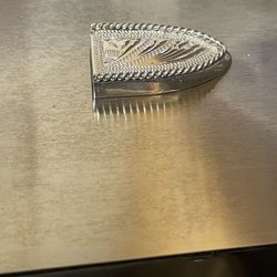 Sterling Silver .925 Belt Tip Approx 1~1/2 Inch Long, 14 Grams, Fits Up To 1/4 Inch Thick Belt
